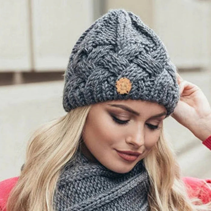 Stylish Warm Neck Warmer & Knitted Hat Scarf Caps Set For Winter