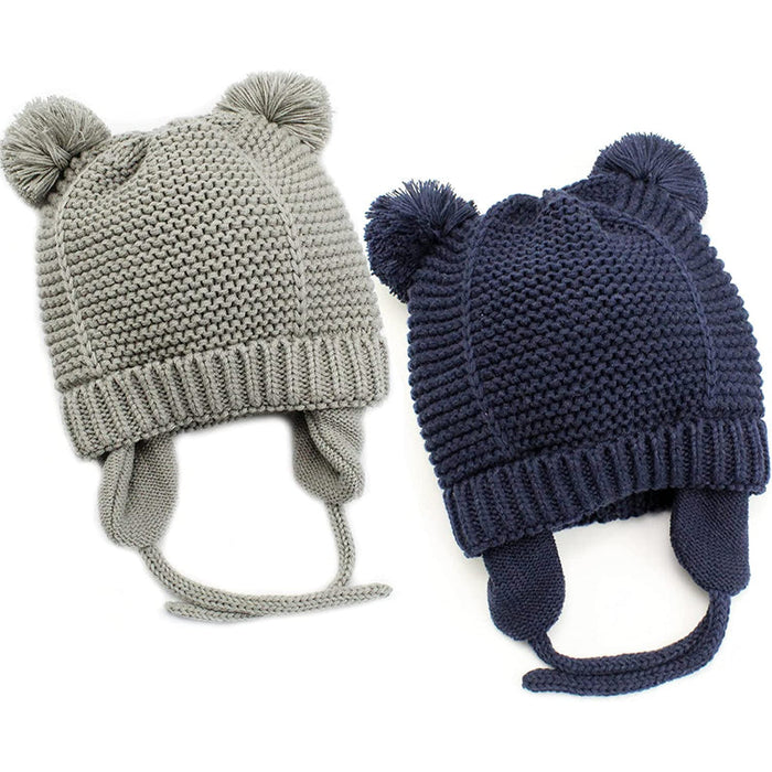 2 Pieces of Soft, Cozy Knit Winter Beanies For Toddlers With Fleece Lining