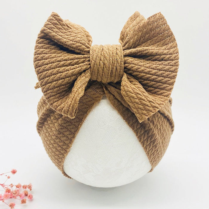 Solid Color Beanie Bow Headbands For Kids