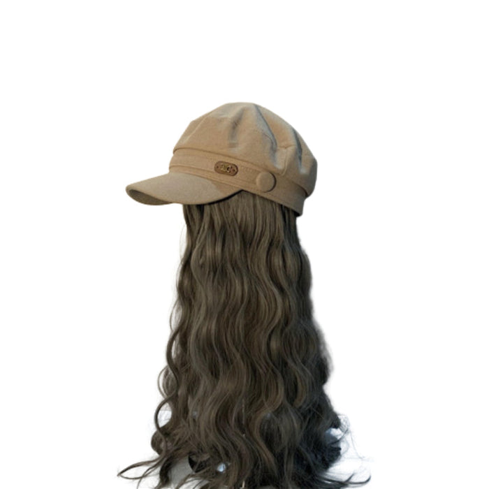 Stylish Long Curly False Hair Patchwork Hat