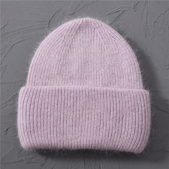 Casual Solid Cashmere Wool Knitted Beanies For Women