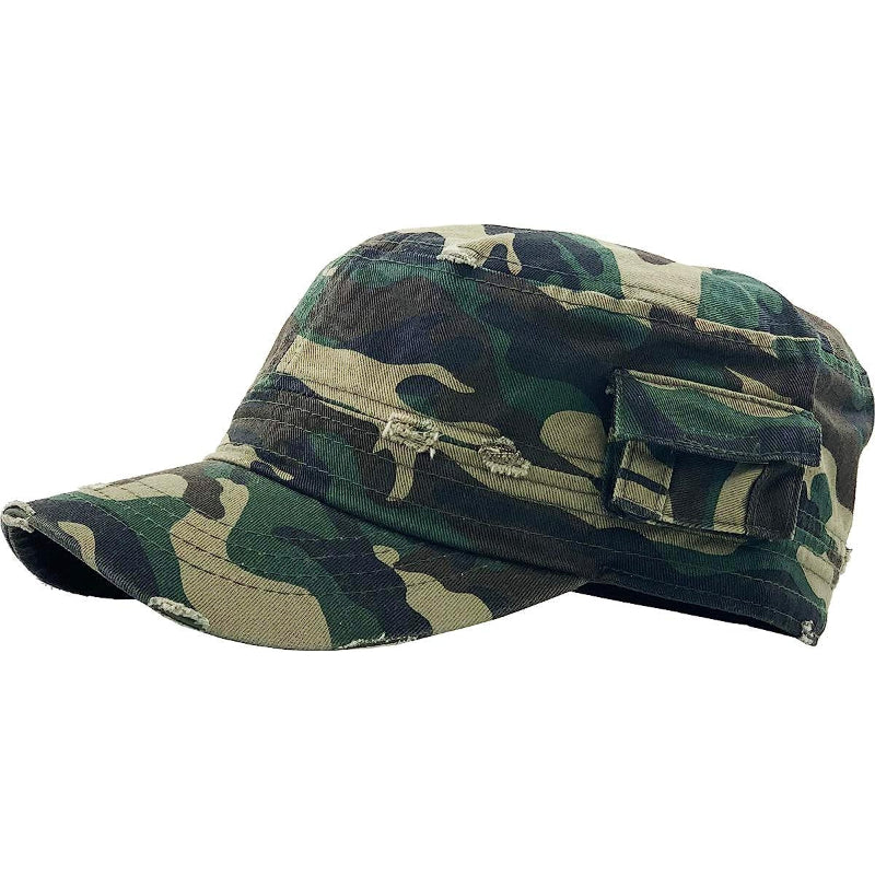 Military Style Cap with Pocket