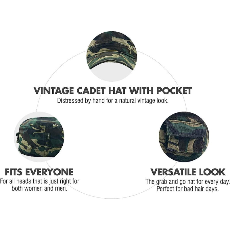 Military Style Cap with Pocket