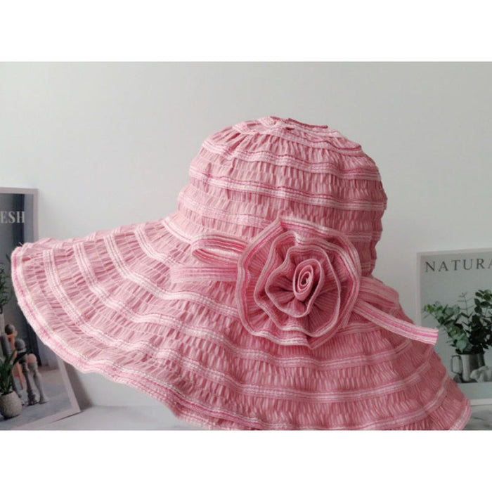 Summer Flower Packable Large Beach Hat