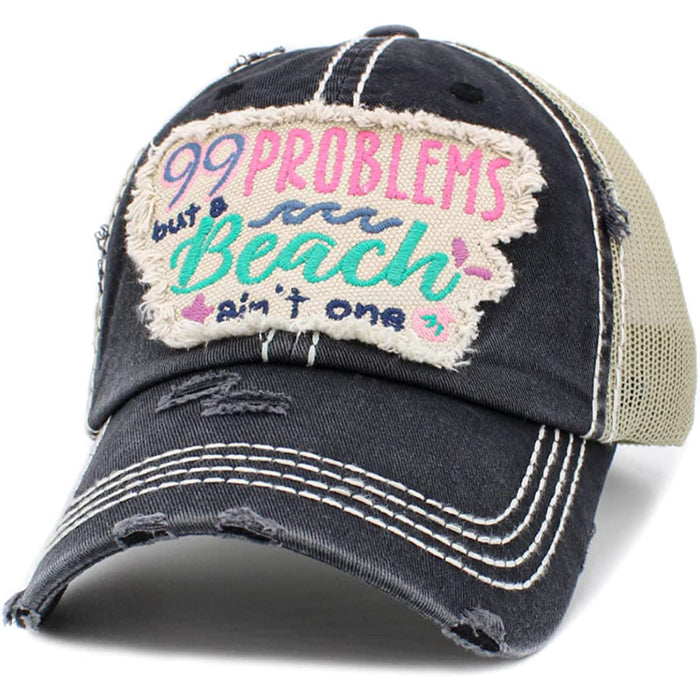 Women's Baseball Cap Distressed Vintage Unconstructed Embroidered Patch Hat