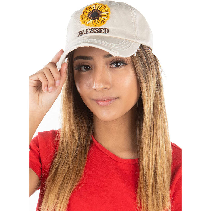 Baseball Cap Distressed Vintage Embroidered Women Patch Hat