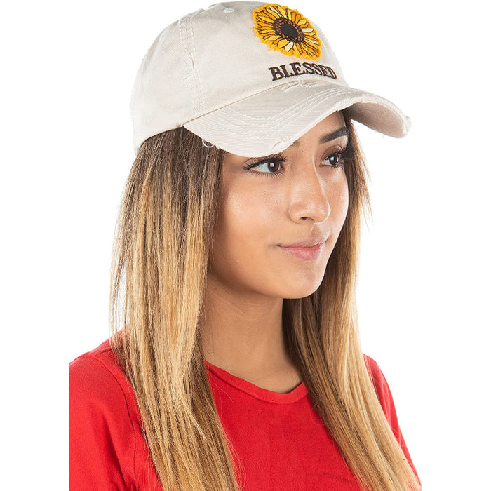 Baseball Cap Distressed Vintage Embroidered Women Patch Hat