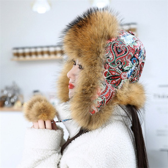 Ladies Thick Furry Earflap Bomber Hat