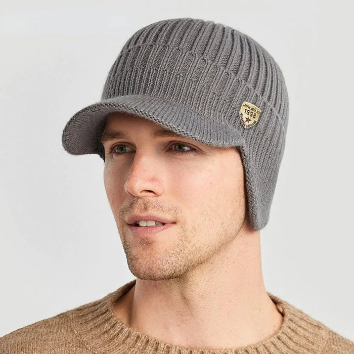 Winter Knitted Peaked Cap For Men