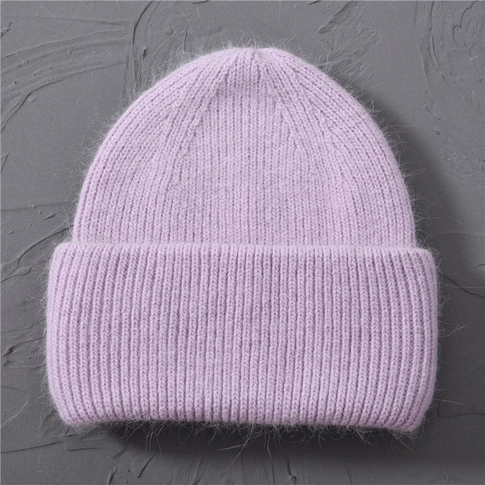Casual Solid Cashmere Wool Knitted Beanies For Women