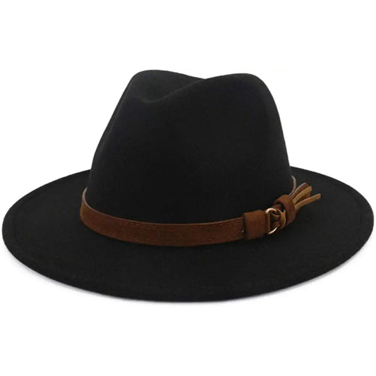 Vintage Wide Brim Fedora Hat With Belt Buckle