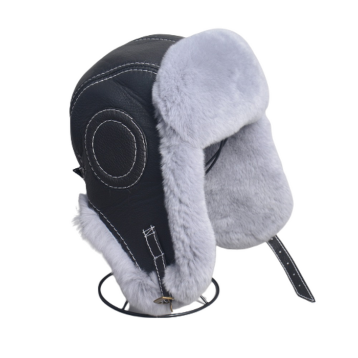 Men's Rabbit Fur Leather Bomber Hats