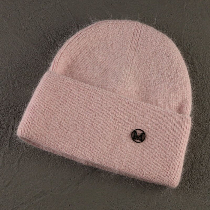 Solid Dark Color Angora Winter Hat For Women