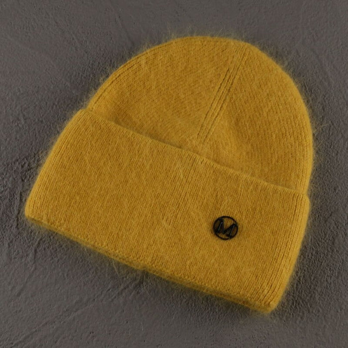 Solid Dark Color Angora Winter Hat For Women