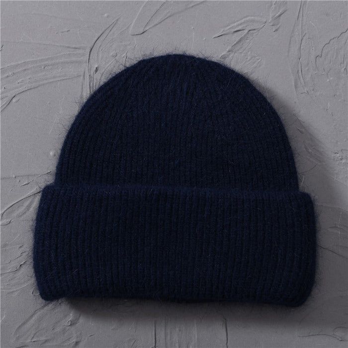 Women's Casual Solid Cashmere Wool Knitted Beanies