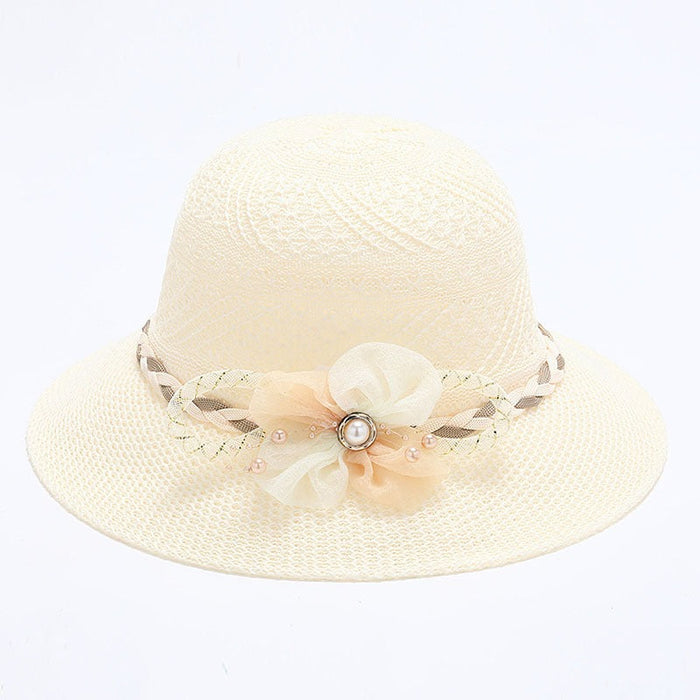 Women's Foldable Pearl Flower Bucket Cap