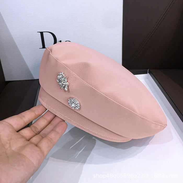 Women Pure Color French Hat