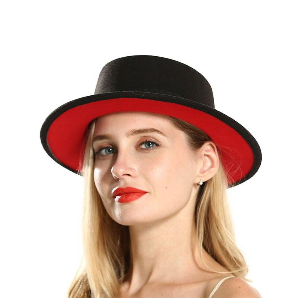 American Jazz Round Brim Flat Top Wool Bowler Hat