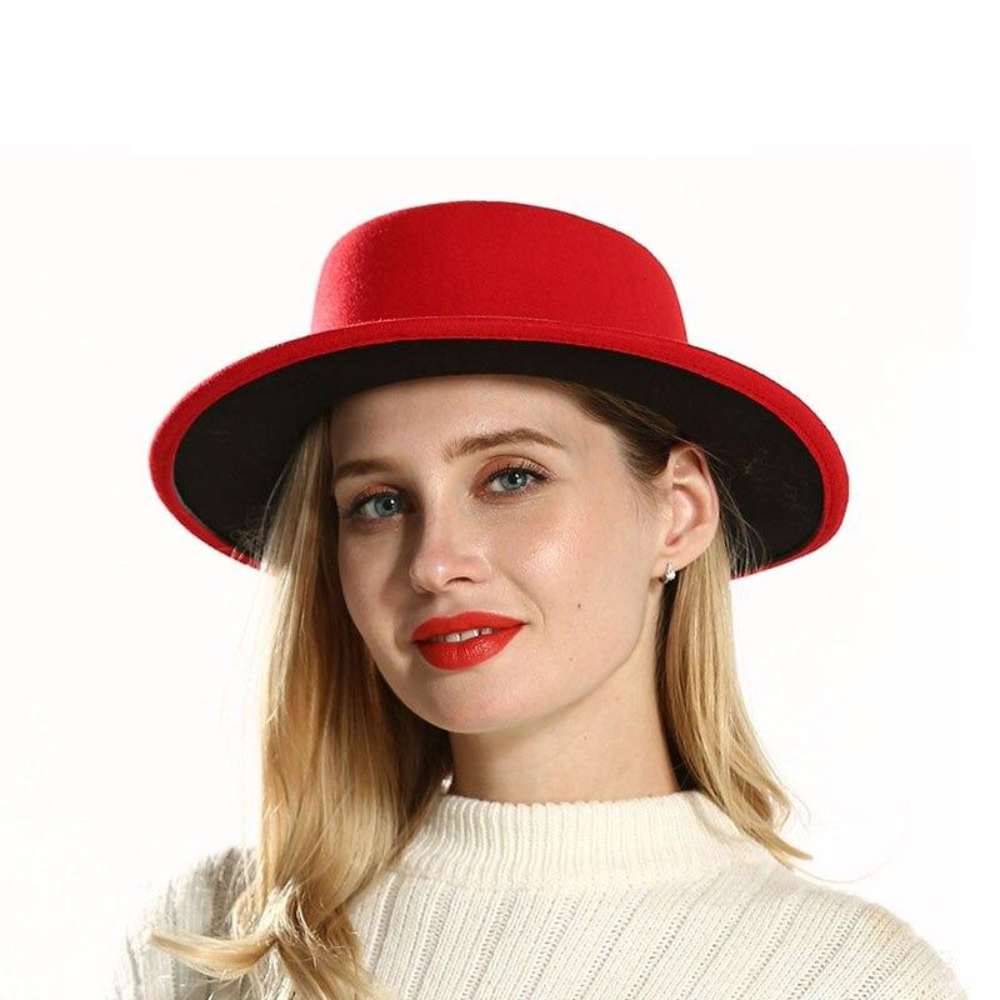 American Jazz Round Brim Flat Top Wool Bowler Hat