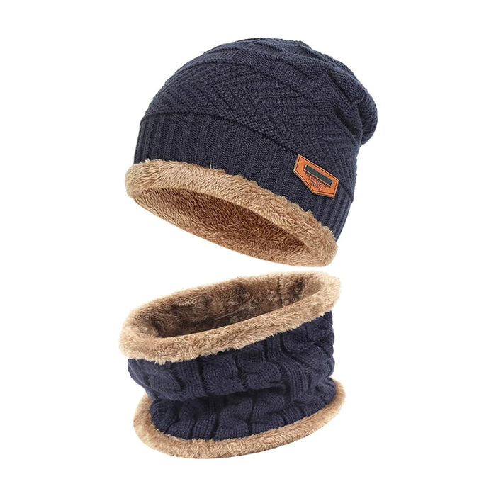 Men's Neck Warmer And Winter Beanie Hat Set