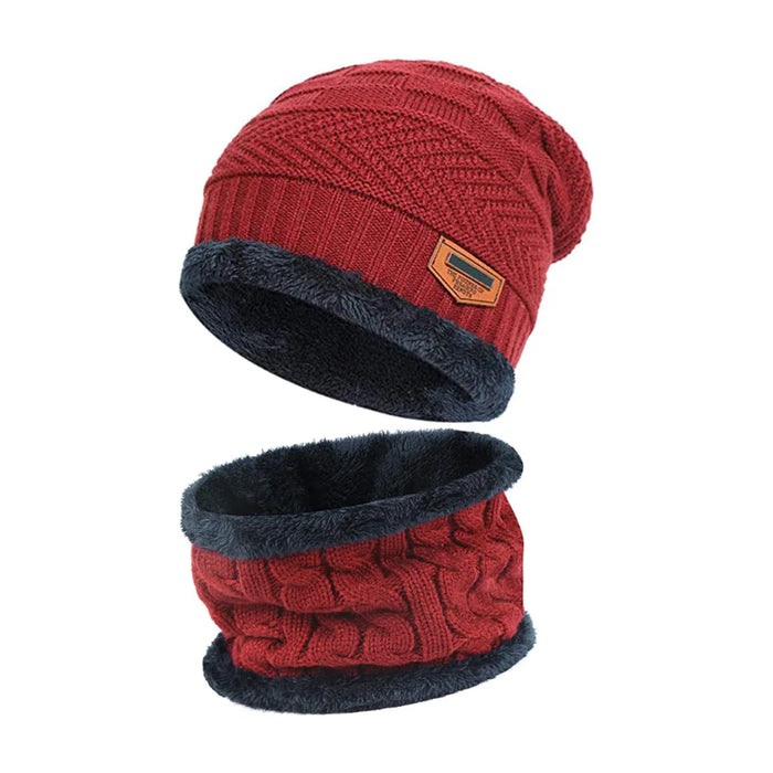 Men's Neck Warmer And Winter Beanie Hat Set