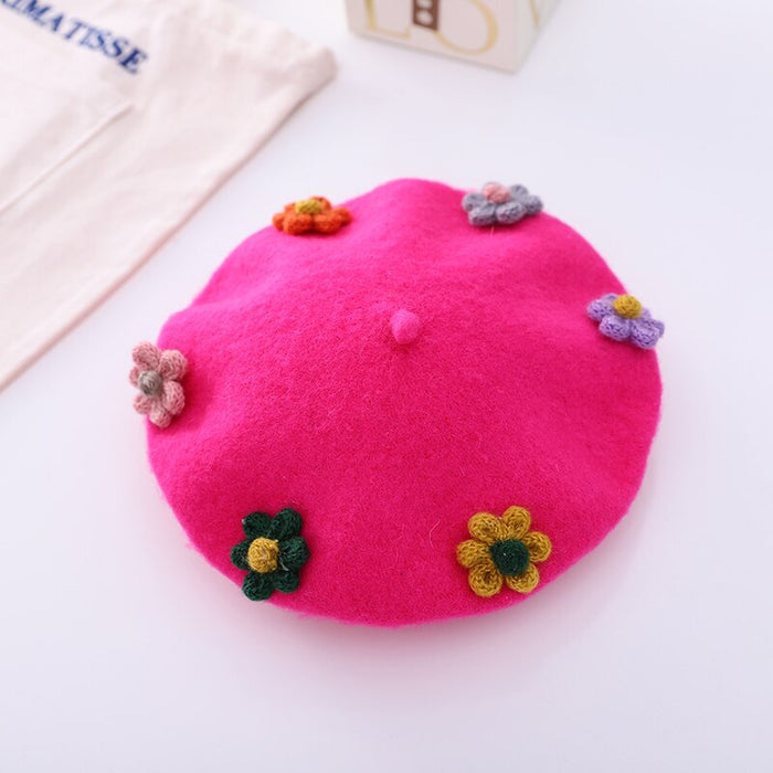 Cute Handmade Children's Flower Painter's Beret