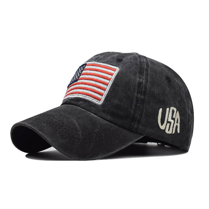 American Flag Washed Cotton Embroidered Snapback Baseball Cap
