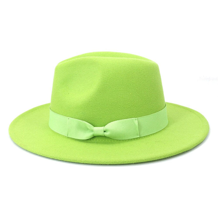 Flat Brimmed Felt Fedora With Bowtie
