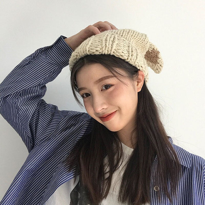 Knitted Wool Fox Ears Winter Hats