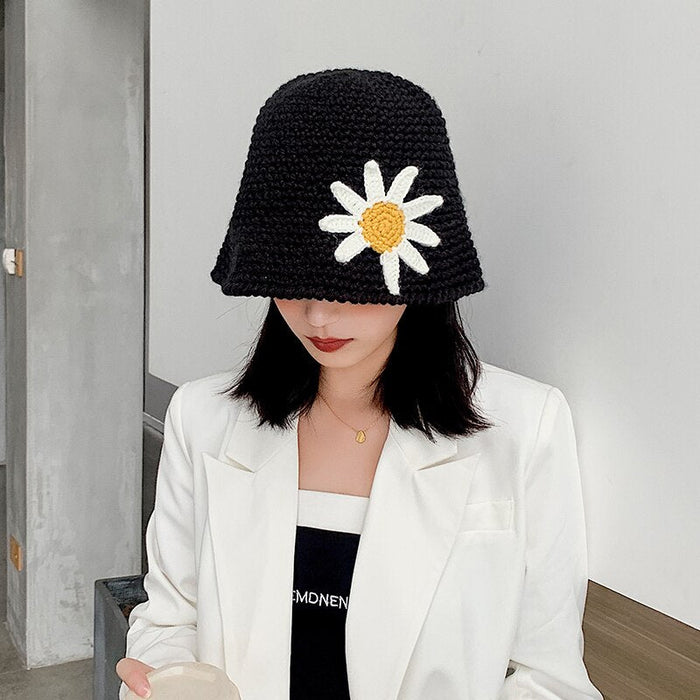 Autumn & Winter Wool Knitted Cartoon Flower Bucket Hat