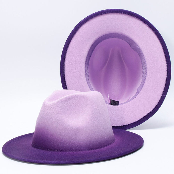 Women's Faded Color Wide Brim Fedora Hat