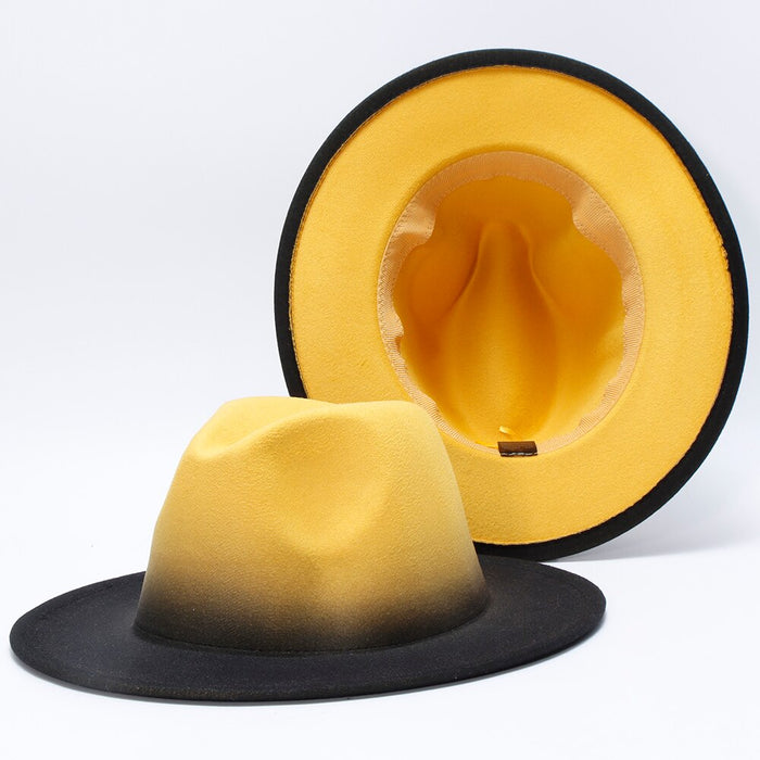 Women's Faded Color Wide Brim Fedora Hat