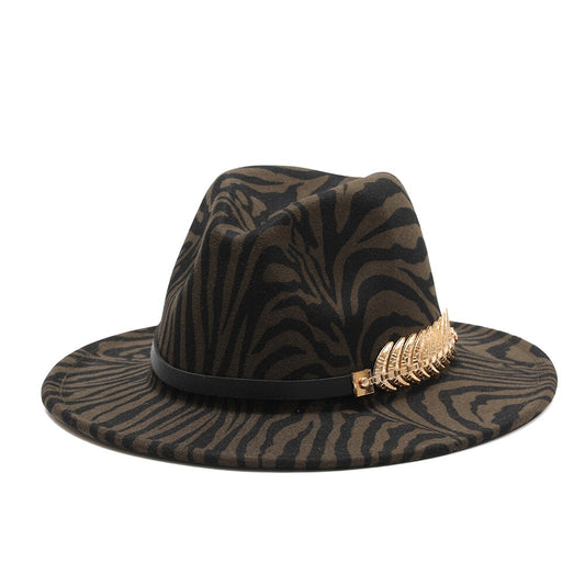 Safari Stripe Printed Wide Brim Fedora Hat