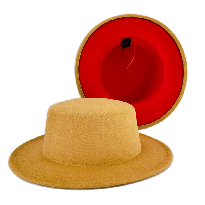 American Jazz Round Brim Flat Top Wool Bowler Hat