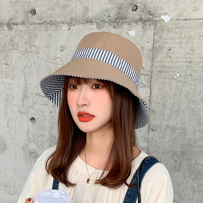 Double-Sided Summertime Striped & Solid Bucket Hat