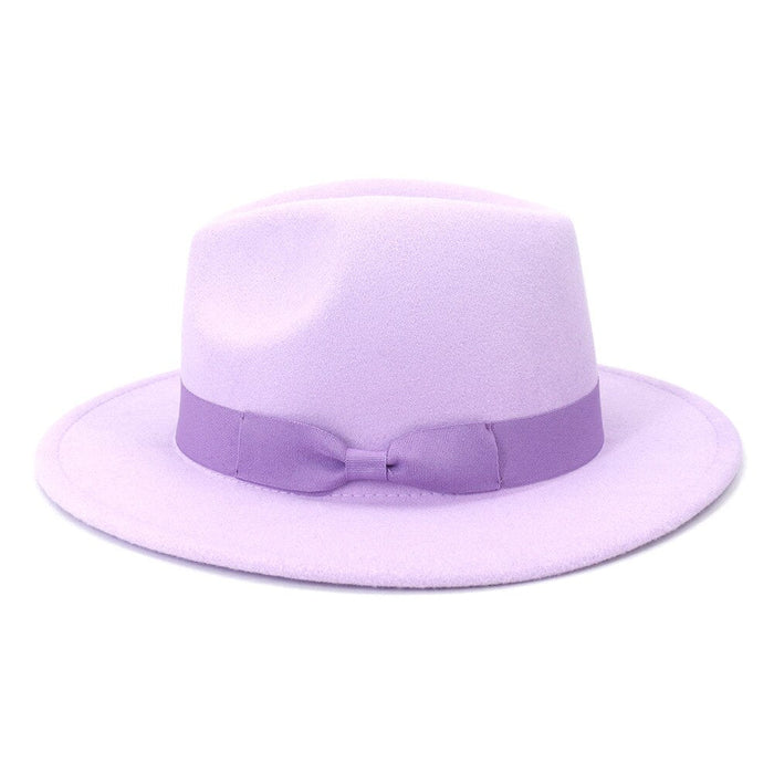 Flat Brimmed Felt Fedora With Bowtie
