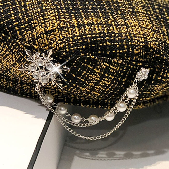 Luxurious Diamond Decorated Plaid Berets