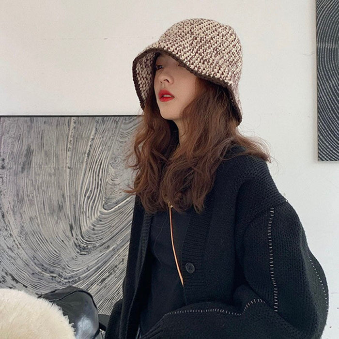 Autumn & Winter Thickened Hand Knitted Wool Bucket Hat
