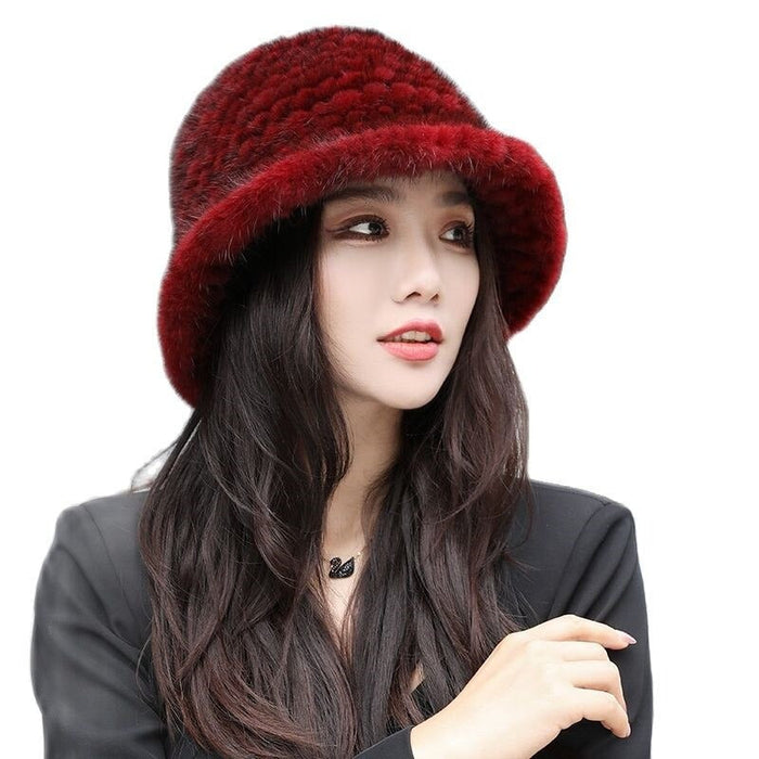 Women's Soft Bucket Mink Hat