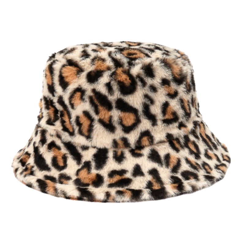 Printed Winter Faux Fluffy Fur Bucket Hats