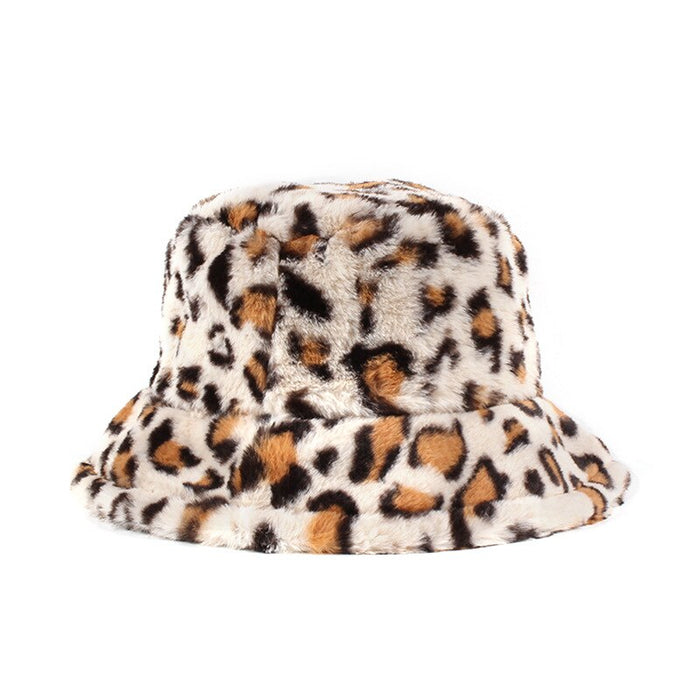 Plush Faux Fur Letter & Polka Dot Patterned Bucket Hat
