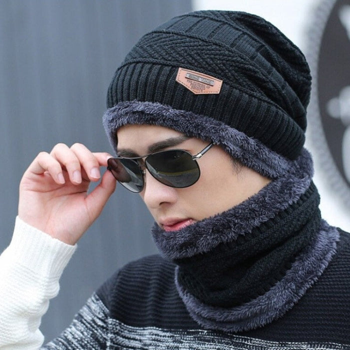 Windproof Comfortable Knitted Ear Protection Cap And Scarf