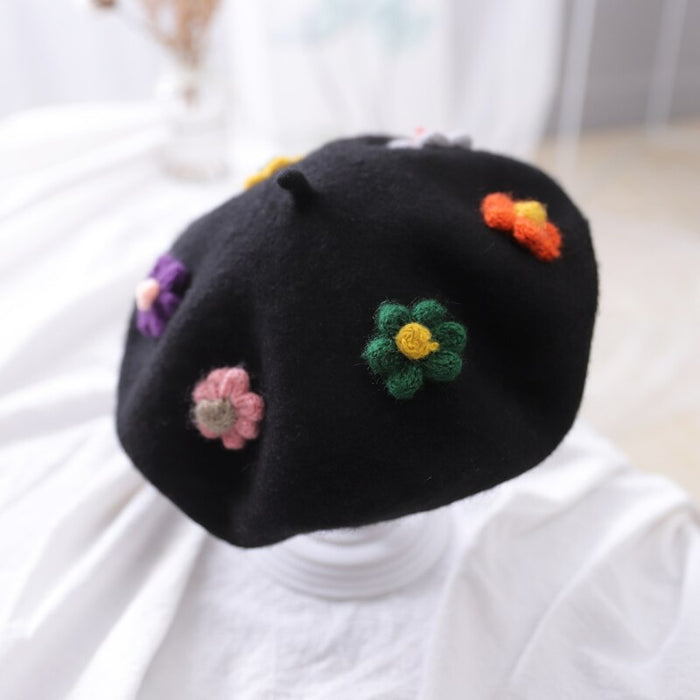 Cute Handmade Children's Flower Painter's Beret