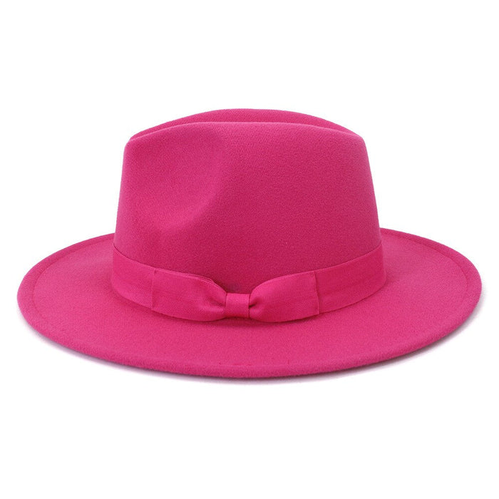 Flat Brimmed Felt Fedora With Bowtie