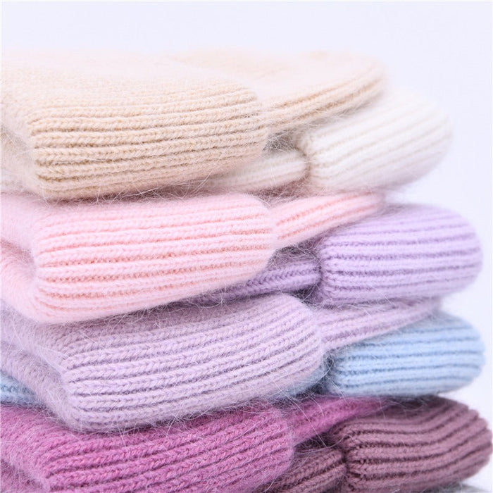 Casual Solid Cashmere Wool Knitted Beanies For Women