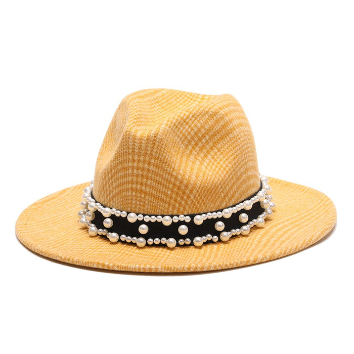 Classical Plaid Woolen Lattice Pattern Fedora
