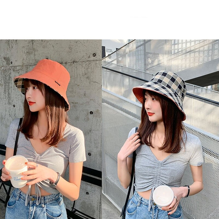 Reversible Soft Cotton Solid Colored Summertime Bucket Hat