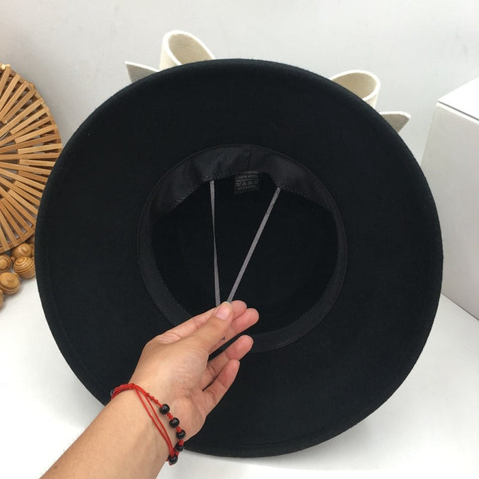 Big Brim Bucket Hat With Bow For Women