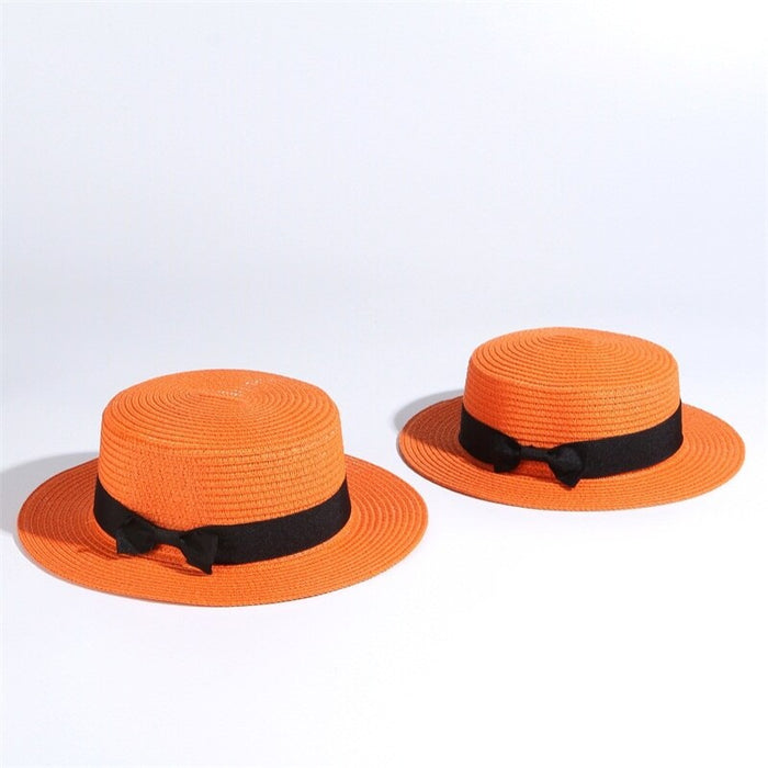 Simple Straw & Bowknot Summer Beach Sun Hat