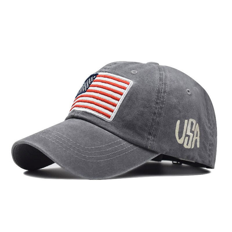 Vintage-Style Cap with American Flag Patch